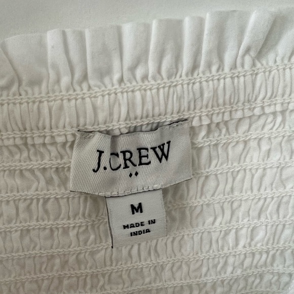 NWT J. Crew Factory White Smocked tie-shoulder tank top Size Medium - Picture 4 of 6